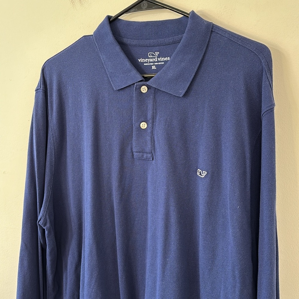 Vineyard Vines Heritage Pique Navy Long Sleeve Polo Size XL - Picture 5 of 7